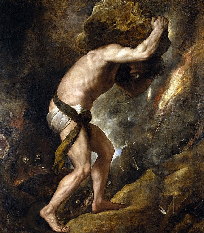 Sisyphe 1548 - 1549, Huile sur toile, 237 x 216 Titien - Musée du Prado Sisyphe 1548 - 1549, Huile sur toile, 237 x 216 Titien - Musée du Prado