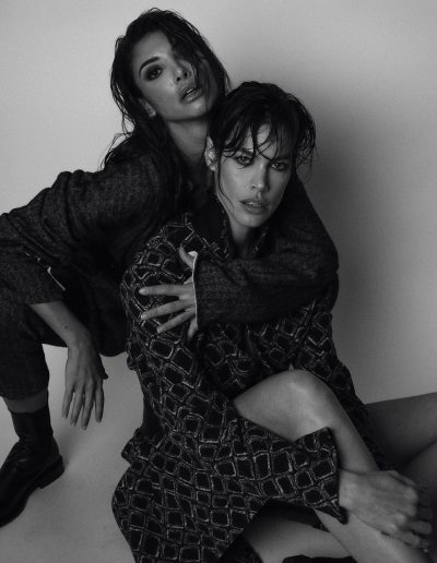 Mel and Candice in Renoma Design and Zanotti low boots for the edge mag by Stefanie Renoma