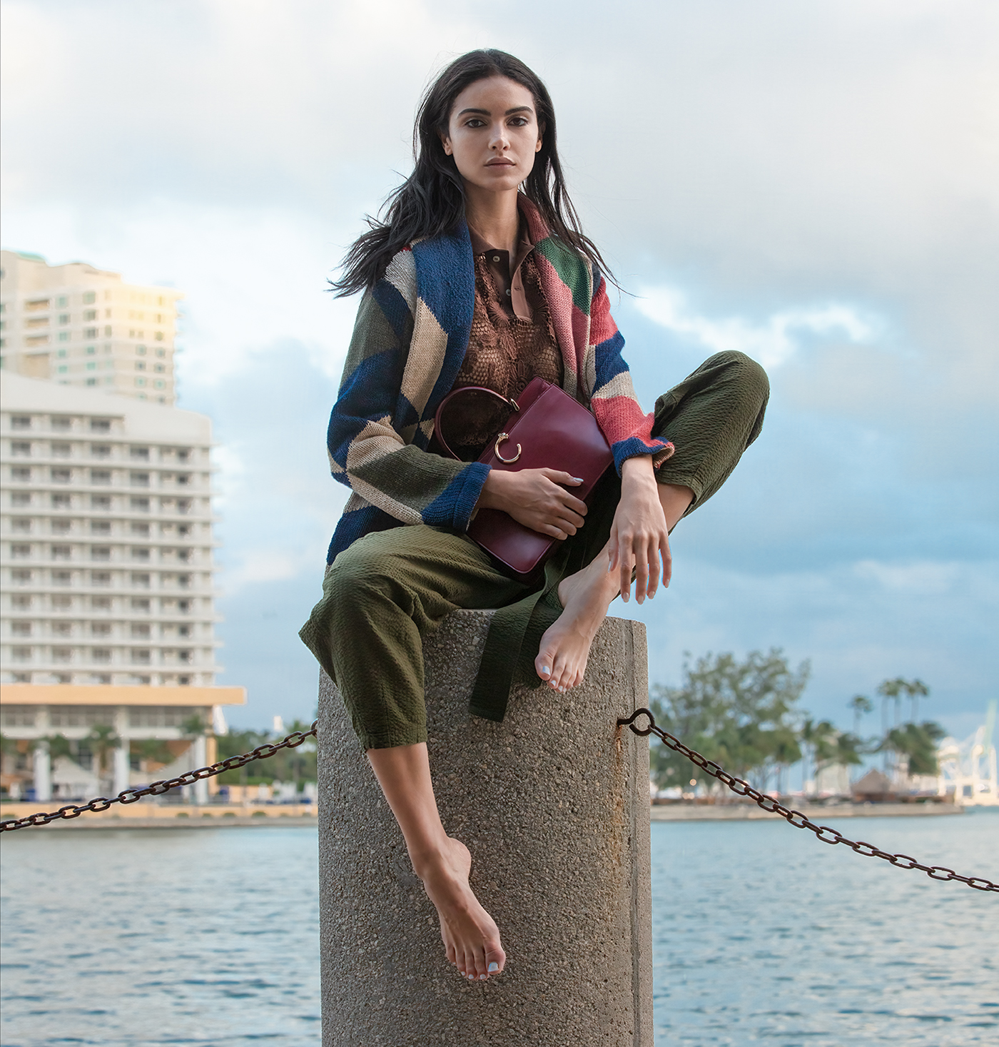 Ralph Lauren and Cartier handbag Ralph Lauren Ready to wear and Cartier handbag, 2023, luxury brands, EDGE magazine featuring Soa Denise from Elite Miami