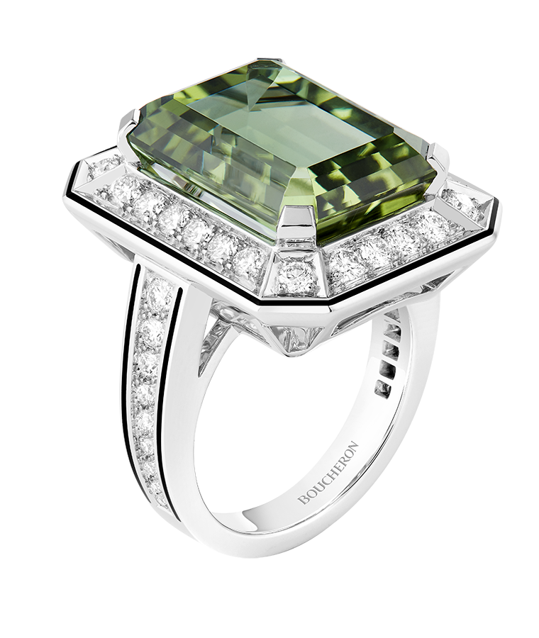 BOUCHERON - edge-magazine-alexandra-mas-Vendôme Liseré engagement ring, green tourmaline