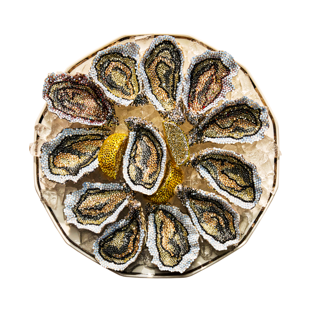 Plate of pearl oysters gab-bois-pearls-oysters-artwork-edge-mag