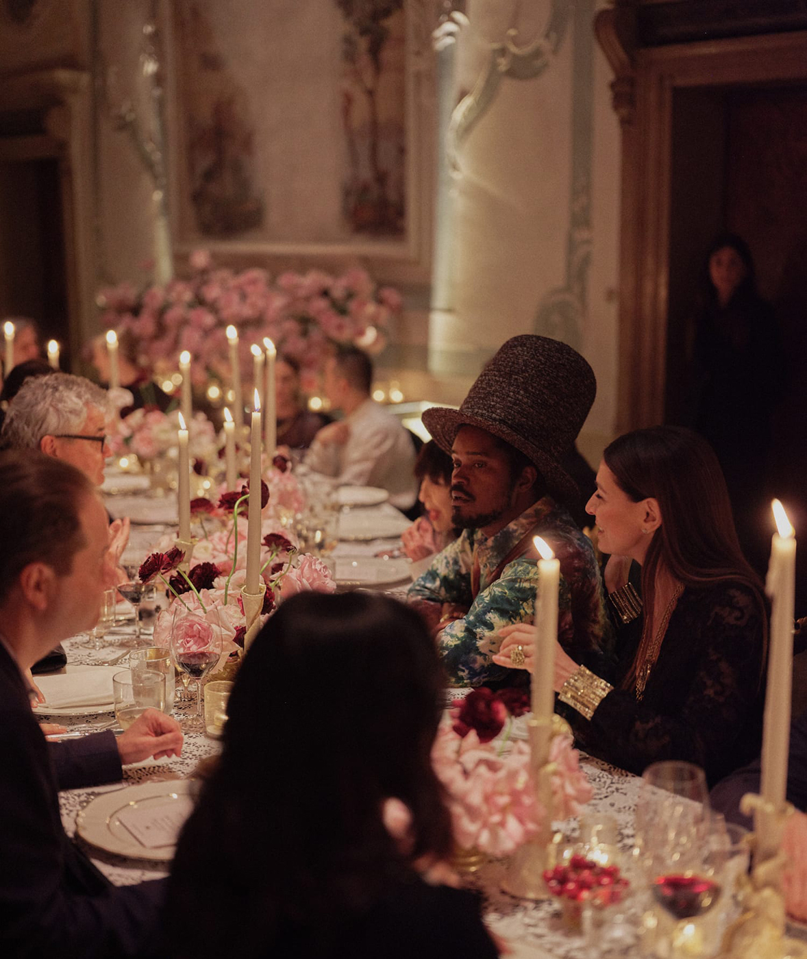 Yana Peel and Julien Creuzet presiding the Chanel Foundation Dinner in Palazzo Malpieri, Biennale di Arte 2024