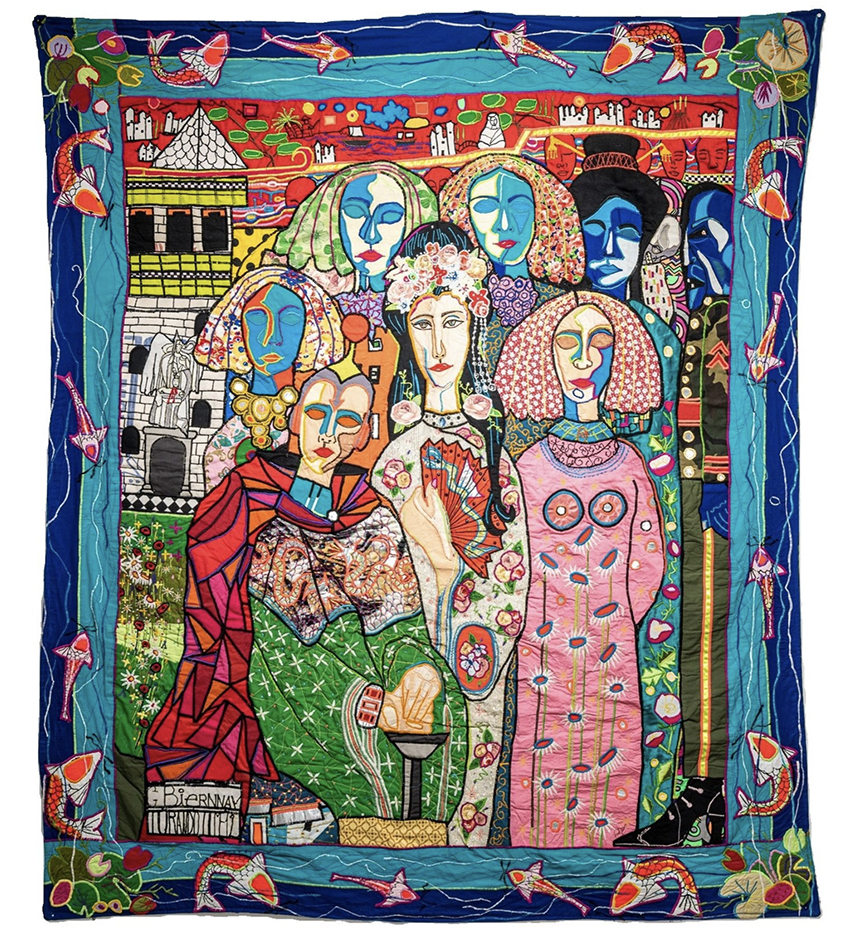 Turandot, textile collage by Carlos Biernnay Suzanne Kachmar presents My Stories at City Lights Gallery in Bridgeport, Connecticut, curated by Carlos Bautista Biernnay