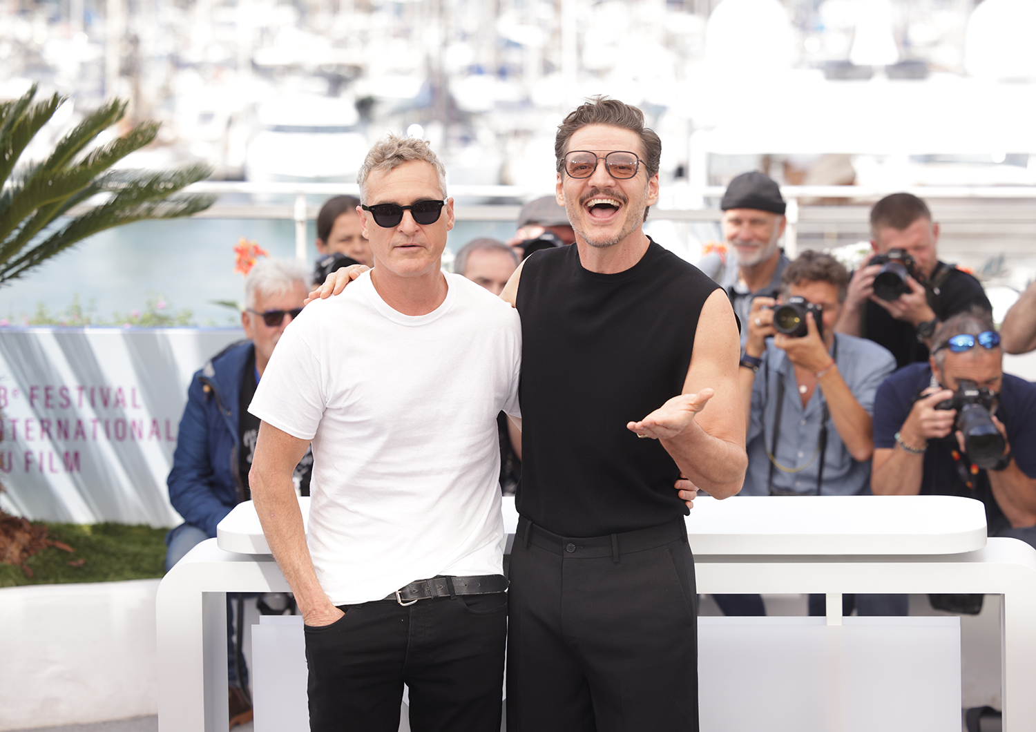 photo by Marco tassini, Joaquin Phoenix and Pedro Pascal, for Eddington by Ari Aster, at the Cannes film festival, 2025