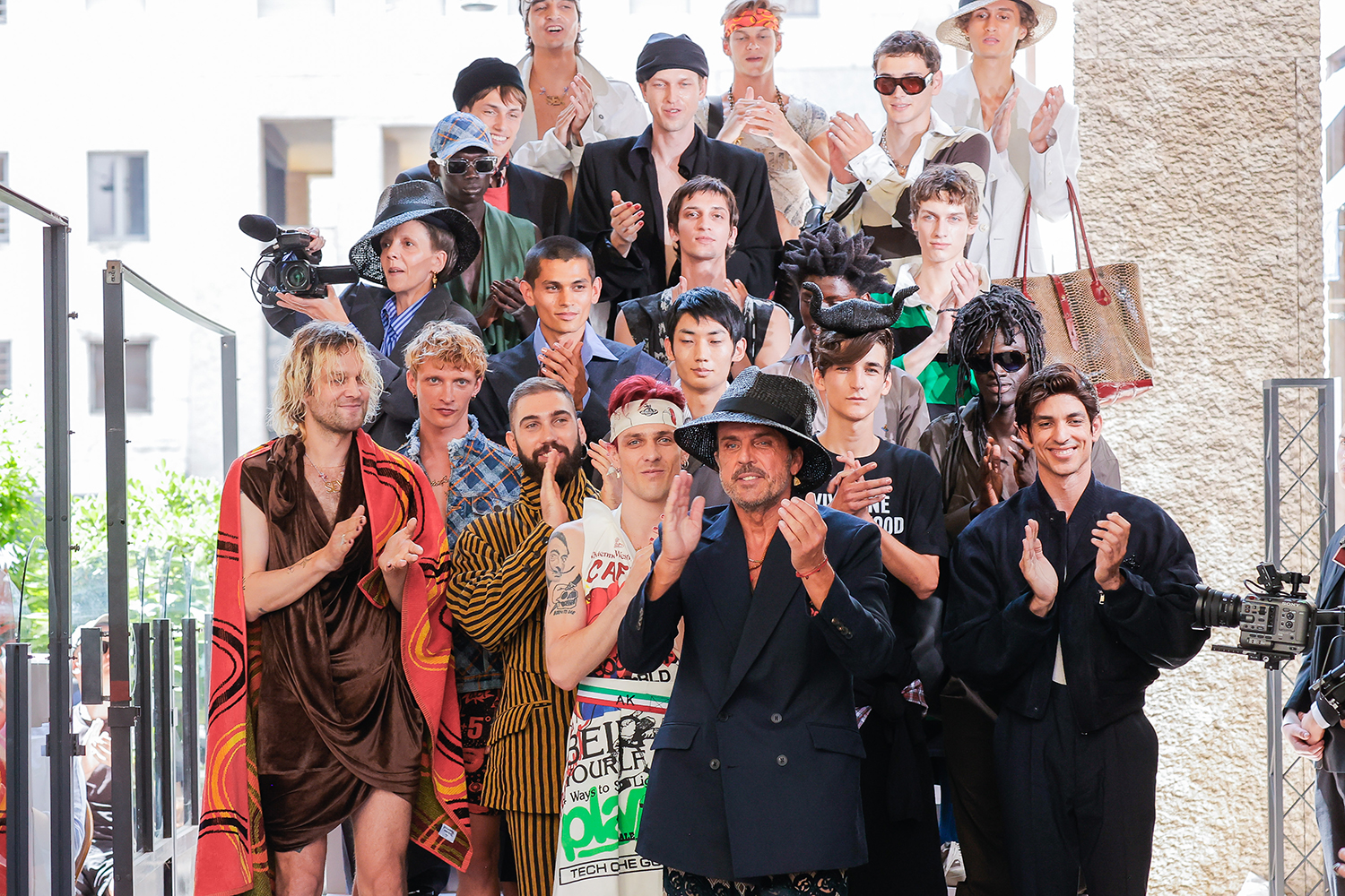 Andreas Khrolanther and his models in Milan, for the ‘COLAZIONE DA ANDREAS’ — Spring Summer 2026, the edge magazine