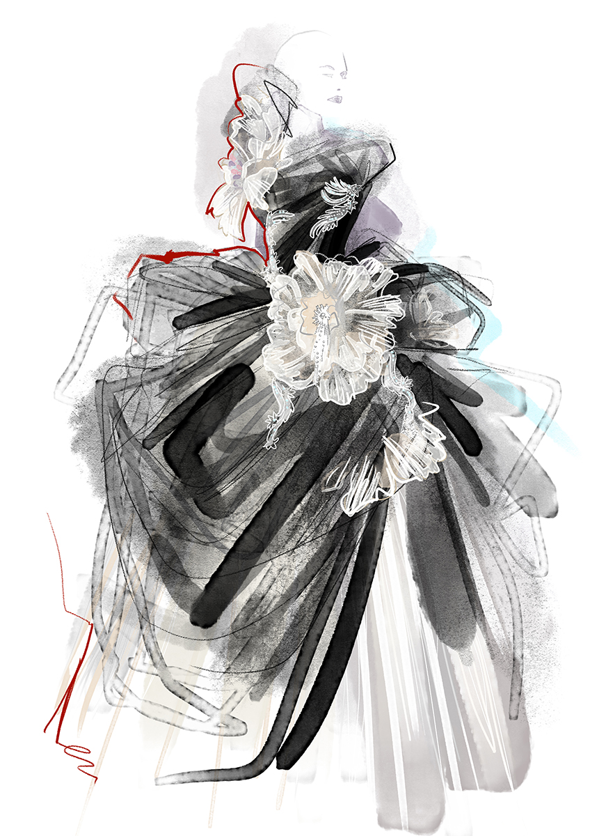 Tischgesellschaft (banquet guest) 2_Vivienne Westwood costume sketch by Andreas Kronthaler