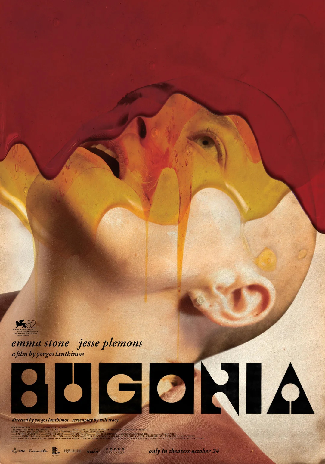 Bugonia, official poster poster for Bugonia Yorgos Lanthimos, featuring Emma Stone, the edge mag