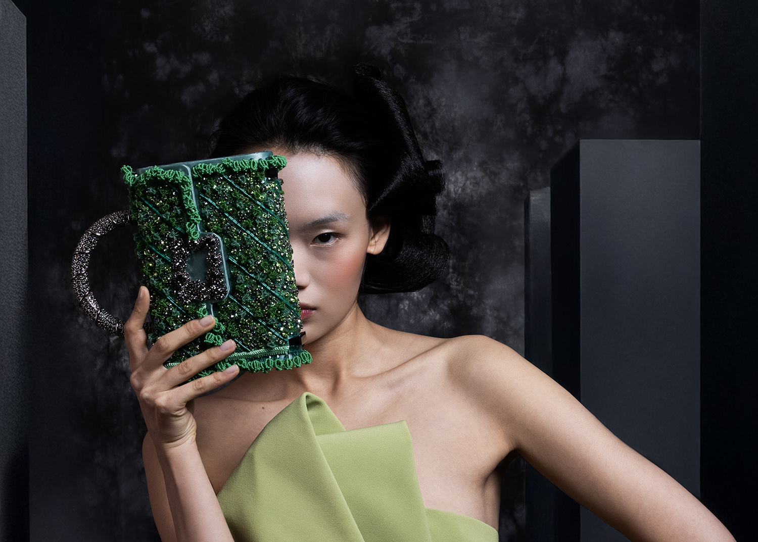 Elie Saab haute couture and Roger Vivier Elie Saab and Roger Vivier©marco tassini the edge mag, haute couture, featuring ShiYi Wang Beans @w360paris, beauty Anne Arnold, hair Jerome Guezou