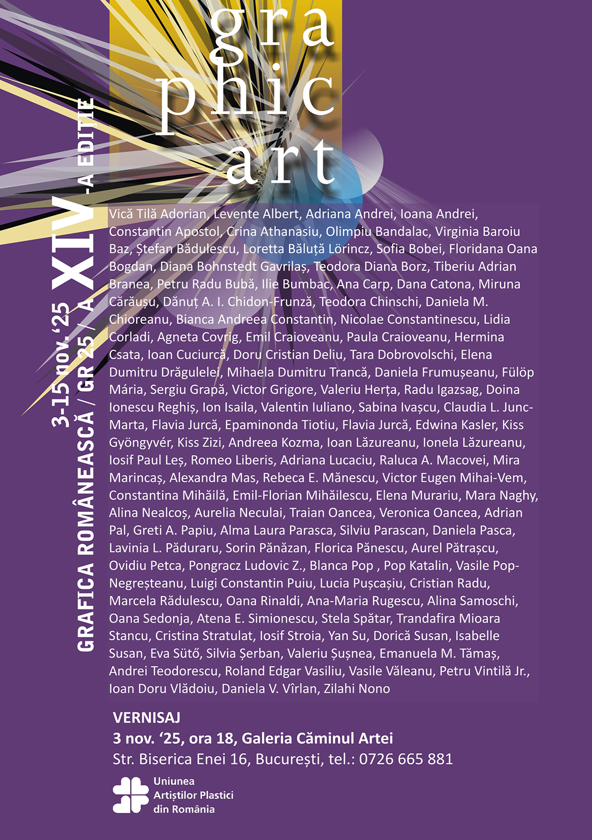 Romanian Graphic Arts XIV, 2025, artists list